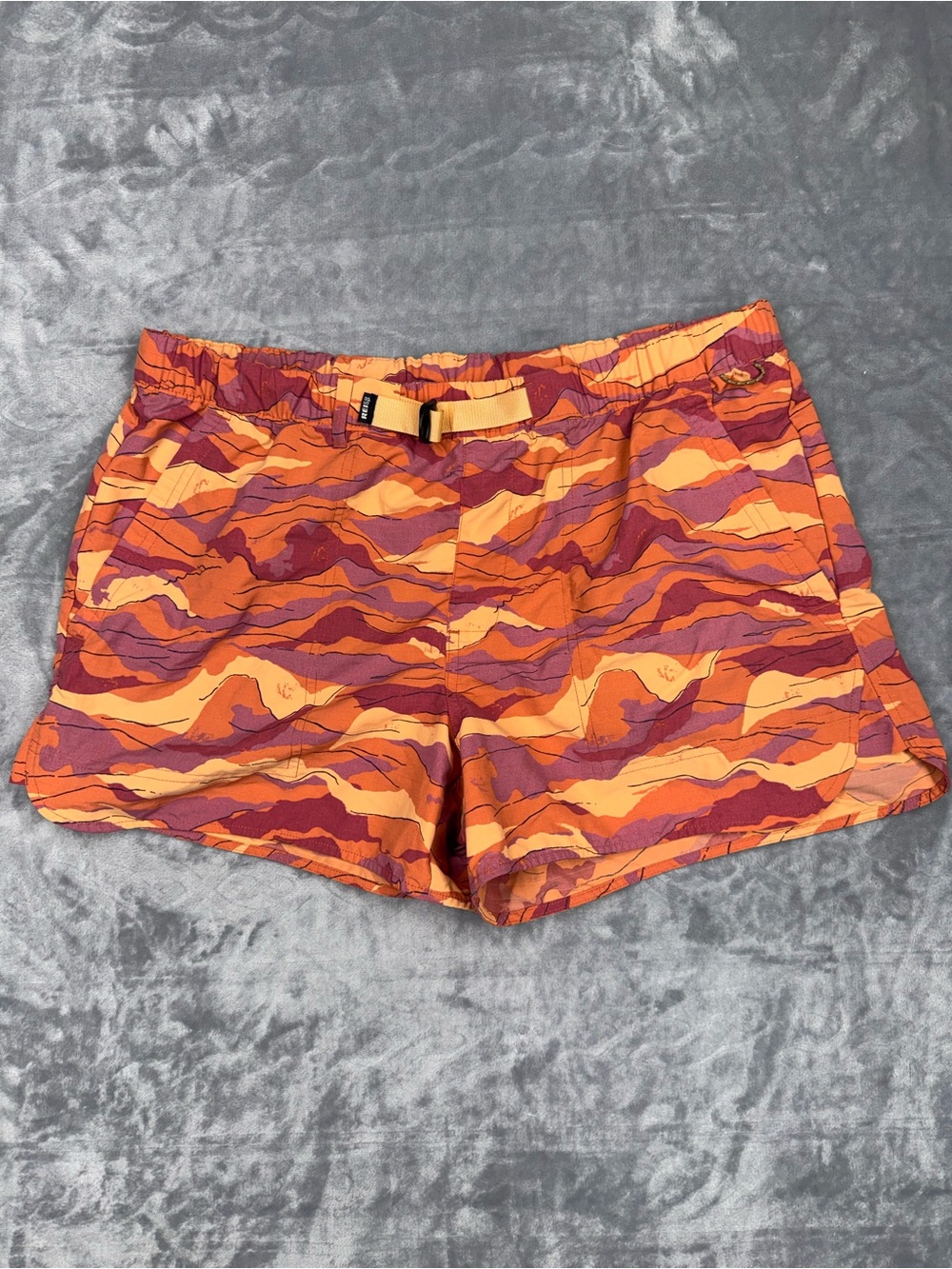 REI Women's Trailmade Amphib Orange Patterned Shorts with Belt